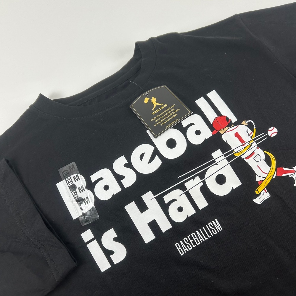 Baseballism Mens M Baseball is Hard Graphic T-Shirt Black Cotton NWT Lifestyle